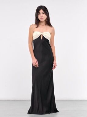 Anna October Strapless Black Gown with Cream Twist Bodice